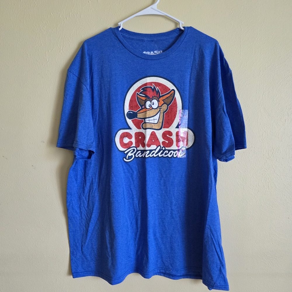 Crash Bandicoot Short Sleeve Graphic Tee Royal Heather Blue Video Game Retro